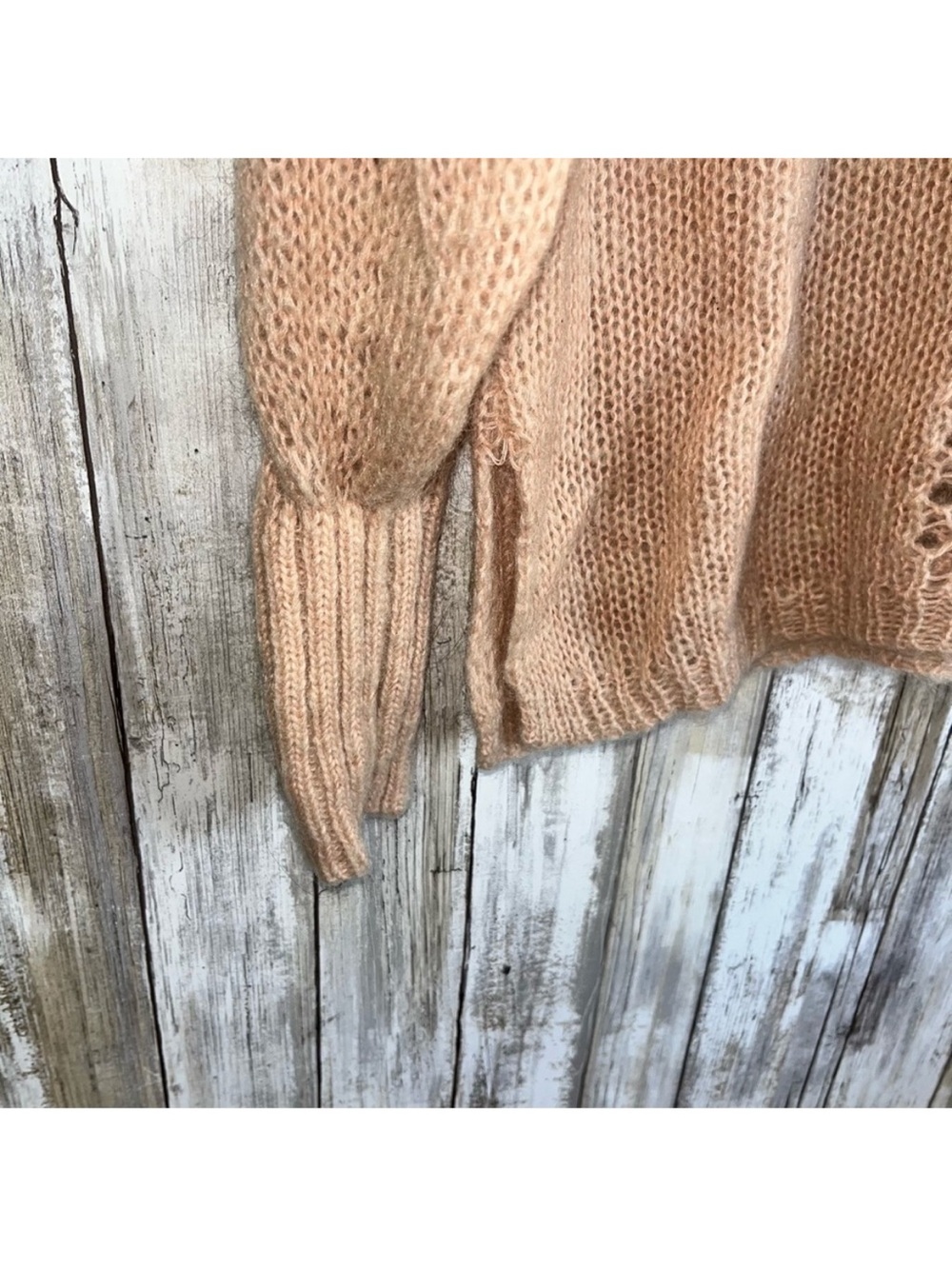 Spell & The Gypsy Collective Knit V-Neck Jumper M/L Mohair Wool Stone Boho - Picture 4 of 8